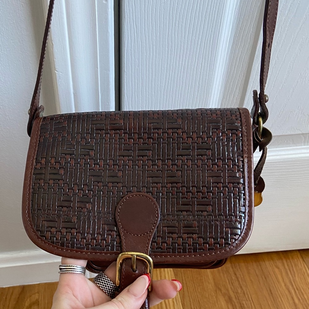 Brahmin Vintage Genuine Leather Woven Wicker Purse - Picture 7 of 9